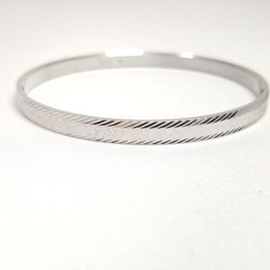 Vintage Crown Trifari Silver Tone Round Bangle Bracelet, Textured Design, Estate